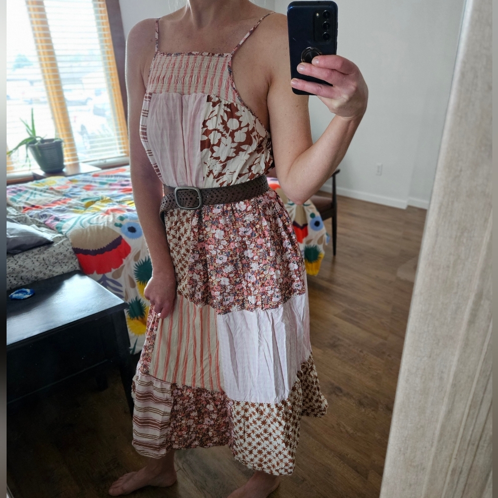 Universal Thread Pink and Brown Patchwork Maxi Dress, Size M - Picture 10 of 11